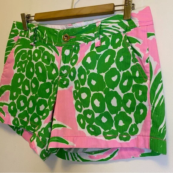 LILLY PULITZER Callahan Pineapple Print Shorts 5” Pink Pout Flamenco Green Sz 6 - Picture 8 of 13